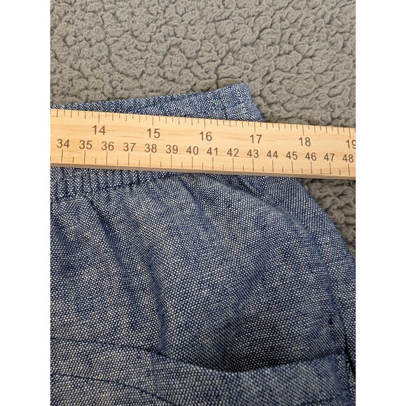 Old Navy Pants Womens L Blue High Rise Straight Tape Chambray Linen Blend Crop - Picture 8 of 11